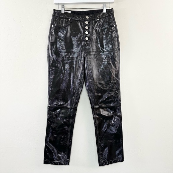 BLDWN The Parker Patent Leather Pants High Rise Exposed Buttons Cropped - Picture 5 of 13